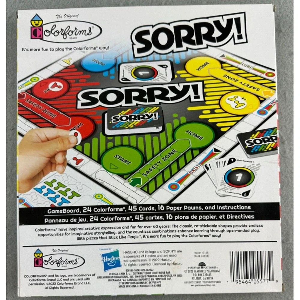 Hasbro The Original Colorforms:‎ Sorry Miniature Game Set ~New in Box